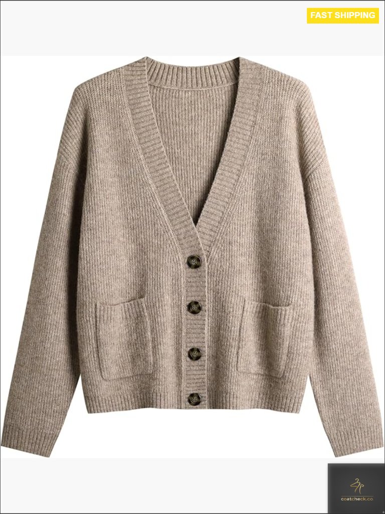 Classic Long Sleeve V Neck Cardigan Cable Knit Open Front Lightweight Fall